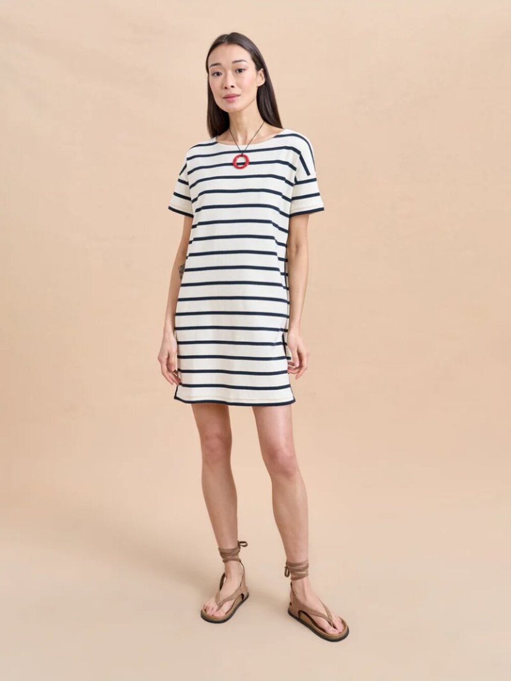 NWT La Ligne Breton Dress Ecru Navy Stripe Cotton Mini Dress Size